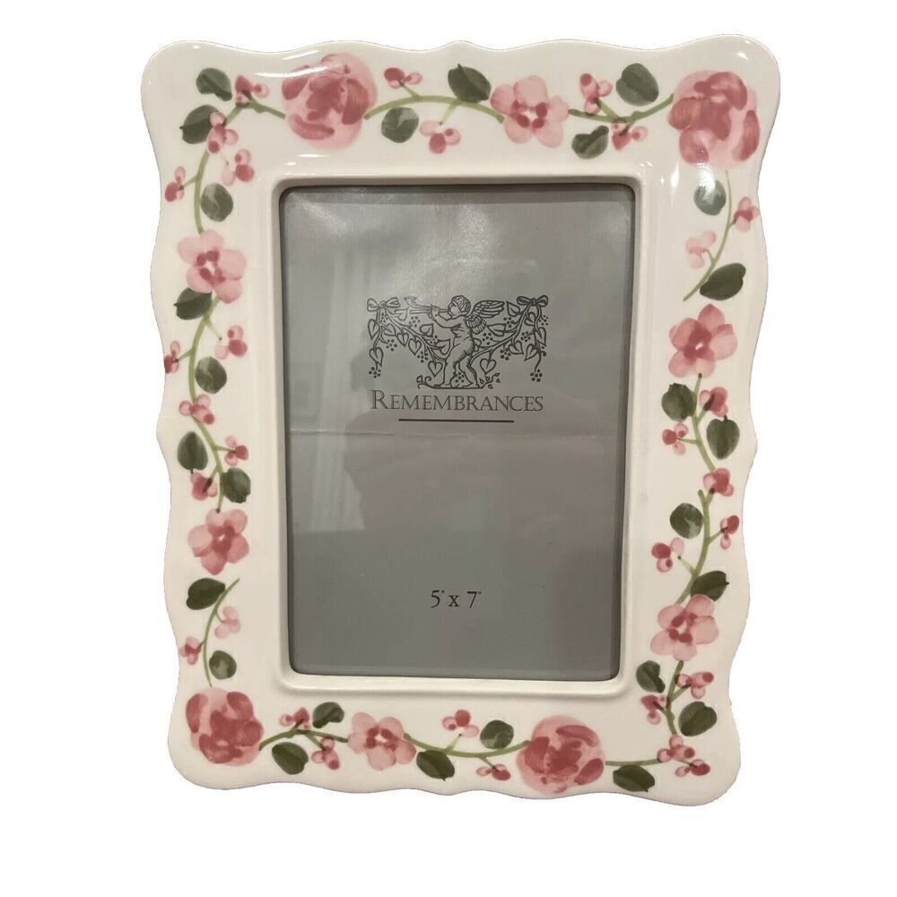 Vintage Remembrances Floral Rose Picture Frame 5 X 7 Cottage Core Shabby Chic